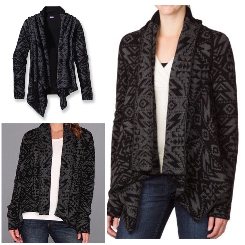 Patagonia Aztec Print open wrap sweater